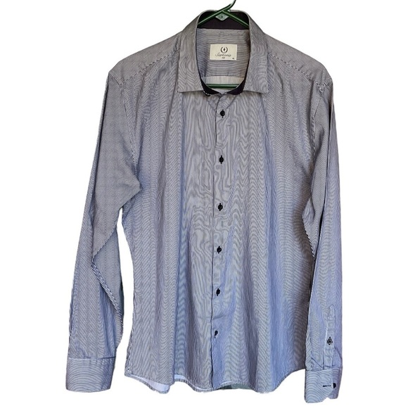 SARTORIA ASA MENS XL SHIRT NAVY WHITE STRIPED - Picture 1 of 2